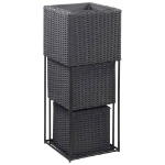 Letti Rialzati da Giardino 3 pz in Polyrattan Nero