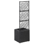 Letto Rialzato con Traliccio 1 Vaso 30x30x107cm Polyrattan Nero