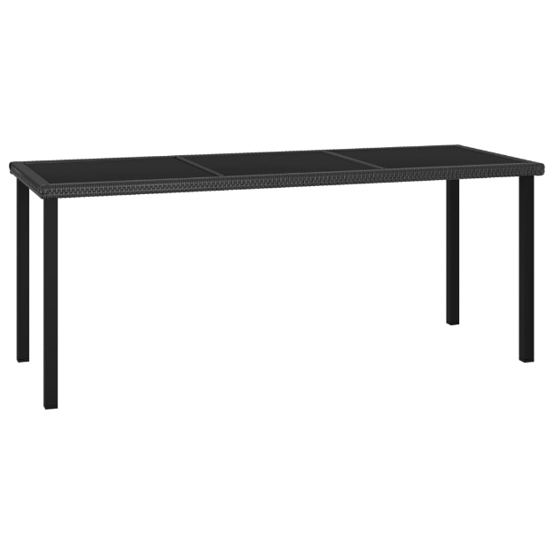 Tavolo da Pranzo da Giardino Nero 180x70x73 cm in Polyrattan