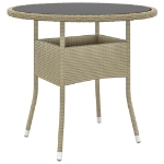 Tavolo da Giardino Ø80x75cm Vetro Temperato e Polyrattan Beige