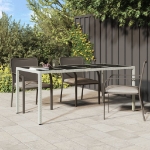 Tavolo Giardino Bianco 190x90x75 cm Vetro Temperato Polyrattan