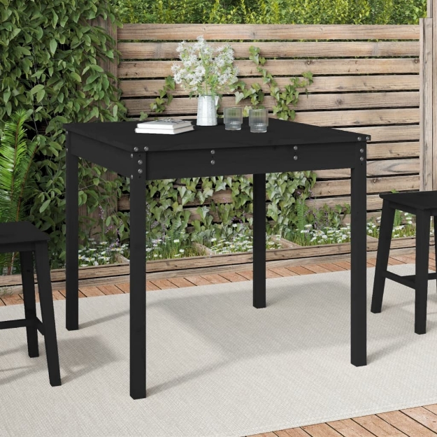 Tavolo da Giardino Nero 82,5x82,5x76 cm Legno Massello di Pino