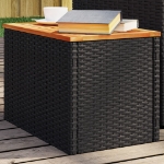 Tavolini Giardino 2pz Neri 55x34x37cm Polyrattan Legno Massello