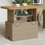 Tavolo da Giardino Beige 90x55x71cm Polyrattan e Legno Acacia