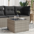 Tavolo da Giardino Piano in Vetro Grigio 55x55x37 cm Polyrattan