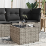 Tavolo da Giardino Piano in Vetro Grigio 55x55x37 cm Polyrattan