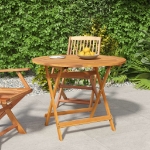 Tavolo da Giardino Pieghevole Ø 90x75 cm Legno Massello Acacia