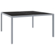 Tavolo da Giardino 130x130x72 cm Grigio in Acciaio e Vetro