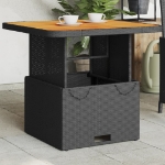 Tavolo da Giardino Nero 80x80x71cm in Polyrattan e Legno Acacia