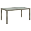 Tavolo Giardino 150x90x75cm Vetro Temperato e Polyrattan Grigio