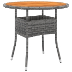 Tavolo Giardino Ø80x75 cm Massello Acacia e Polyrattan Grigio