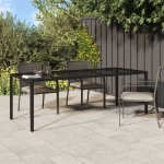 Tavolo Giardino Nero 250x100x75cm Vetro Temperato e Polyrattan