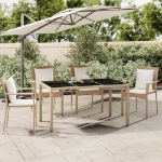 Tavolo da Giardino Piano Vetro Beige Polyrattan Vetro Temperato