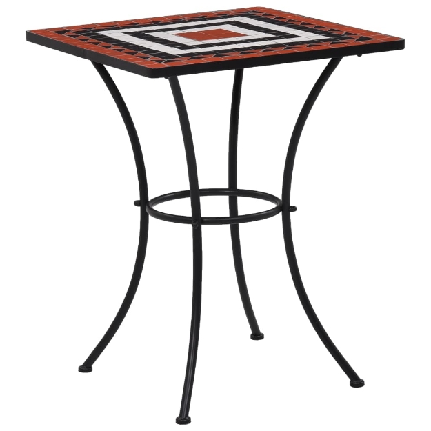 Tavolino Bistrot con Mosaico Terracotta e Bianco 60 cm Ceramica