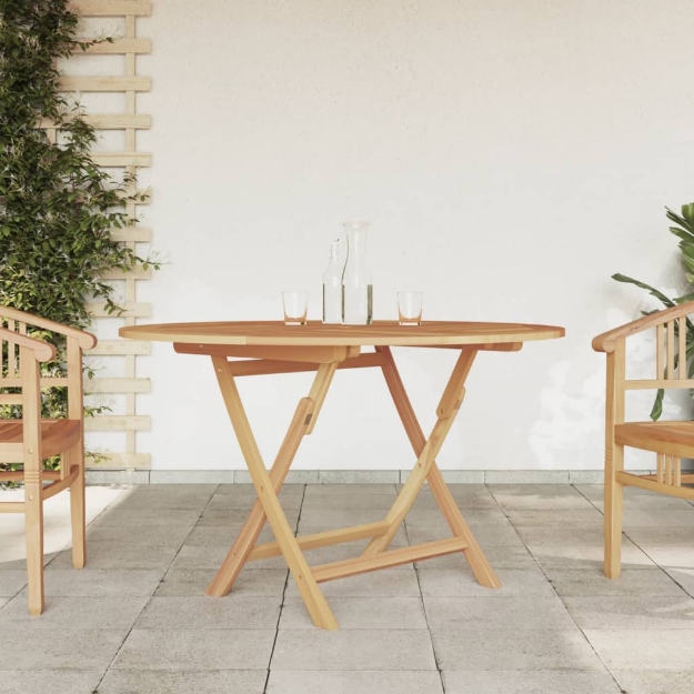 Tavolo da Giardino Pieghevole Ø120x75 cm Legno Massello di Teak