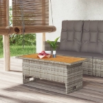 Tavolo Giardino Grigio 100x50x43/63 Massello Acacia Polyrattan