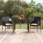 Tavolo da Giardino Piano in Vetro Nero 90x90x75 cm Polyrattan