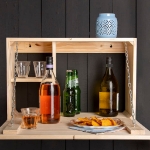 Esschert Design Mobile Bar a Muro con Mensola Ribaltabile M Naturale