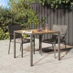 Tavolo Giardino 90x90x75cm Polyrattan e Massello Acacia Grigio