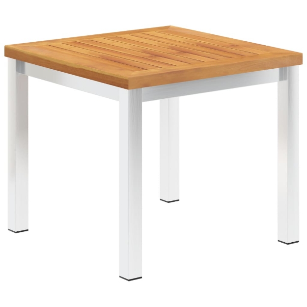 Tavolino da Giardino 45x45x38cm in Legno Acacia e Acciaio Inox
