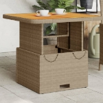 Tavolo da Giardino Beige 80x80x71cm Polyrattan e Legno Acacia