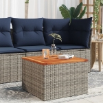 Tavolo da Giardino Grigio 55x55x37 cm Polyrattan e Legno Acacia