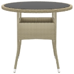 Tavolo da Giardino Ø80x75cm Vetro Temperato e Polyrattan Beige