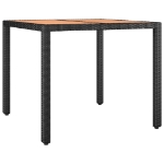 Tavolo da Giardino Piano Legno Nero Polyrattan Massello Acacia