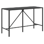 Tavolo da Bar con Piano in Vetro Nero 180x70x110 cm Polyrattan