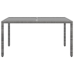 Tavolo Giardino 150x90x75cm Vetro Temperato e Polyrattan Grigio