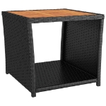 Tavolino con Piano Legno Nero Polyrattan Legno Massello Acacia