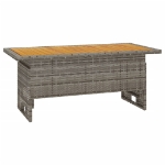 Tavolo Giardino Grigio 100x50x43/63 Massello Acacia Polyrattan