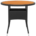 Tavolo Giardino Ø80x75 cm Massello Acacia e Polyrattan Nero