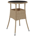 Tavolo da Giardino Ø60x75 cm Vetro Temperato e Polyrattan Beige