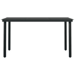 Tavolo da Giardino Nero 140x70x74 cm in Acciaio e Vetro