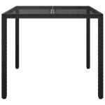 Tavolo Giardino 90x90x75 cm Vetro Temperato e Polyrattan Nero