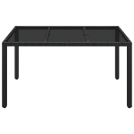 Tavolo da Giardino Piano in Vetro Nero 150x90x75 cm Polyrattan