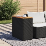 Tavolo da Giardino Piano in Legno Nero 58x27,5x55 cm Polyrattan