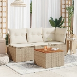 Tavolo da Giardino Beige 55x55x37 cm Polyrattan e Legno Acacia