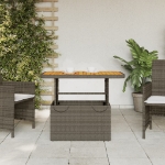 Tavolo Giardino Grigio 90x55x71 cm in Polyrattan e Legno Acacia