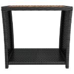 Tavolino con Piano Legno Nero Polyrattan Legno Massello Acacia