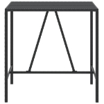 Tavolo da Bar con Piano in Vetro Nero 110x70x110 cm Polyrattan