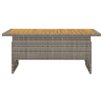 Tavolo Giardino Grigio 100x50x43/63 Massello Acacia Polyrattan