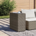 Tavolino Giardino Piano Vetro Grigio 58x27,5x55 cm Polyrattan