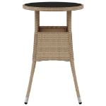 Tavolo da Giardino Ø60x75 cm Vetro Temperato e Polyrattan Beige