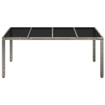 Tavolo da Giardino Piano in Vetro Grigio 190x90x75cm Polyrattan