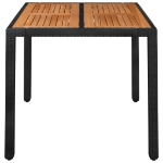 Tavolo da Giardino Piano in Legno Nero 90x90x75 cm Polyrattan