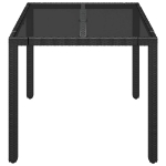 Tavolo da Giardino Piano in Vetro Nero 90x90x75 cm Polyrattan