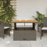 Tavolo Giardino Grigio 110x110x71cm Polyrattan Legno di Acacia