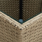 Tavolino Beige 41,5x41,5x44 cm in Polyrattan e Vetro Temperato